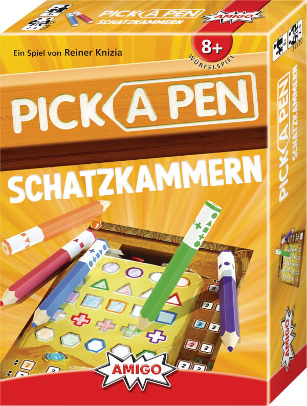 Pick a Pen Schatzkammern Würfelspiel Verpackung Vorderseite Amigo Spielgetuschel