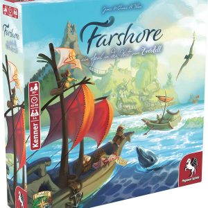 Farshore ein Spiel in der Welt von Everdell Brettspiel Verpackung Vorderseite Pegasus Spielgetuschel