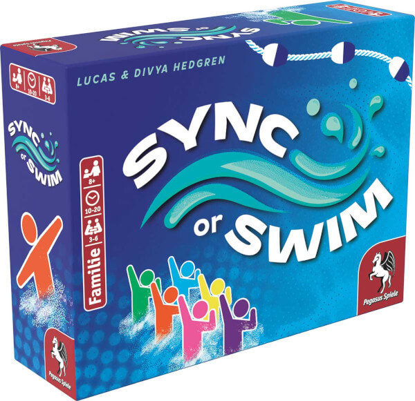 Sync or Swim Partyspiel Verpackung Vorderseite Pegasus Spielgetuschel