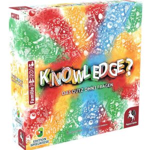Knowledge Das Quiz ohne Fragen Partyspiel Verpackung Vorderseite Pegasus Spielgetuschel
