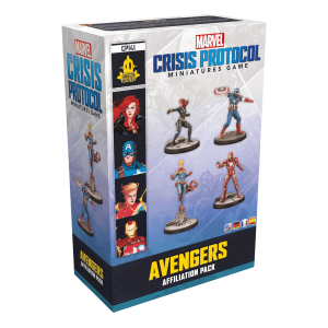 Marvel Crisis Protocol  Tabletop Avengers Affiliation Pack Verpackung Vorderseite Asmodee Spielgetuschel