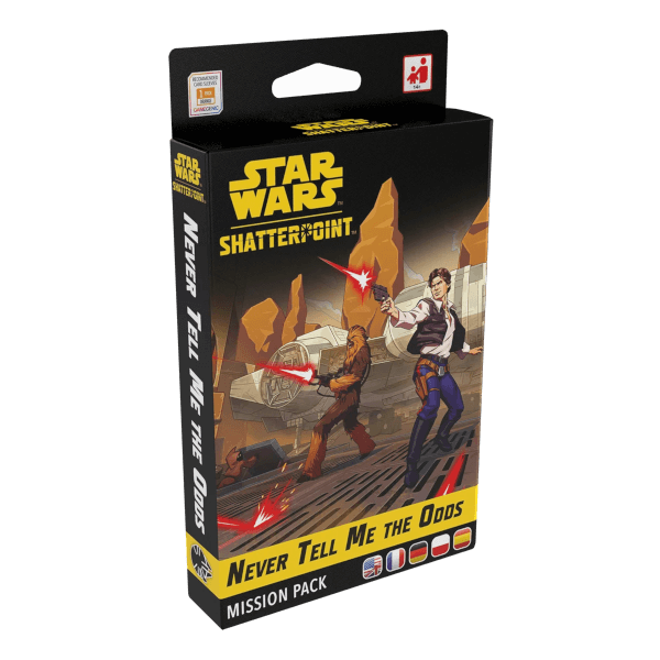 Star Wars Shatterpoint Tabletop Never Tell Me The Odds Mission Pack Verpackung Vorderseite Asmodee Spielgetuschel