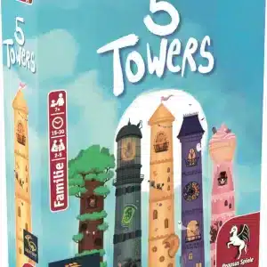 5 Towers Kartenspiel Verpackung Vorderseite Pegasus Spielgetuschel