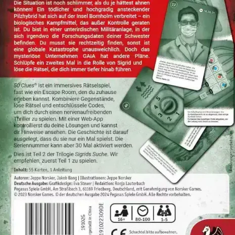 50 Clues Tiefer hinab Sigrids Suche Teil 2 von 3 Verpackung Ruckseite Pegasus Spielgetuschel 50 Clues Tiefer hinab Sigrids Suche Teil 2 von 3 Verpackung Rückseite Pegasus Spielgetuschel