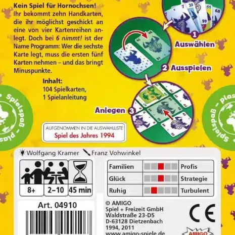 6 nimmt Kartenspiel Verpackung Ruckseite Amigo Spielgetuschel 6 nimmt Kartenspiel Verpackung Rückseite Amigo Spielgetuschel