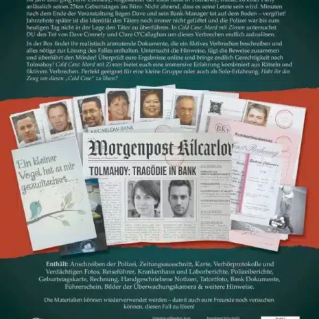 ColdCase Detektivspiel Mord mit Zinsen Verpackung Ruckseite Thinkfun Spielgetuschel ColdCase Detektivspiel Mord mit Zinsen Verpackung Rückseite Thinkfun Spielgetuschel