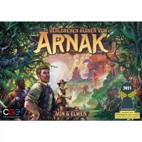 Die verlorenen Ruinen von Arnak Brettspiel Vorderseite Heidelbär Games Spielgetuschel.jpg