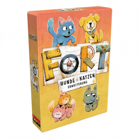 Fort Kartenspiel Hunde und Katzen Erweiterung Verpackung Vorderseite Asmodee Spielgetuschel