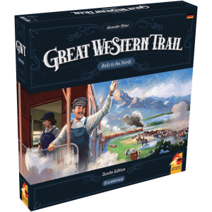 Great Western Trail Brettspiel Rails to the North Erweiterung Verpackung Vorderseite Asmodee Spielgetuschel