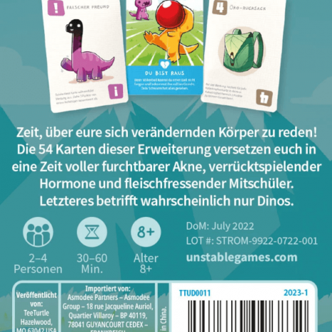 Happy Little Dinosaurs Kartenspiel Pubertare Probleme Erweiterung Verpackung Ruckseite Asmodee Spielgetuschel Happy Little Dinosaurs Kartenspiel Pubertäre Probleme Erweiterung Verpackung Rückseite Asmodee Spielgetuschel