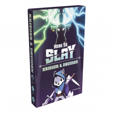 Here to Slay Kartenspiel Krieger und Druiden Erweiterung Verpackung Vorderseite Asmodee Spielgetuschel