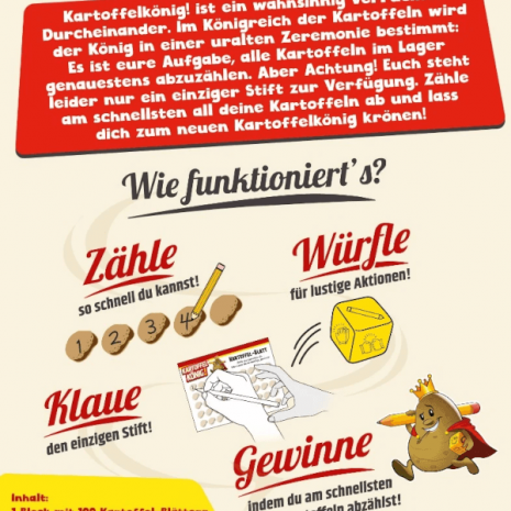 Kartoffelkonig- Partyspiel Verpackung Ruckseite Asmodee Spielgetuschel Kartoffelkönig! Partyspiel Verpackung Rückseite Asmodee Spielgetuschel
