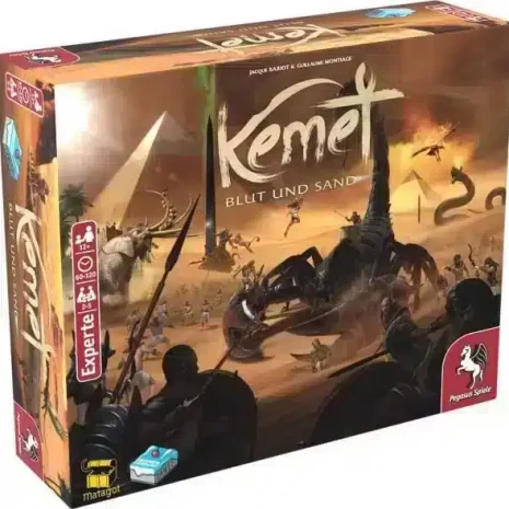 Kemet Blut und Sand Brettspiel Verpackung Vorderseite Pegasus Spielgetuschel.jpg