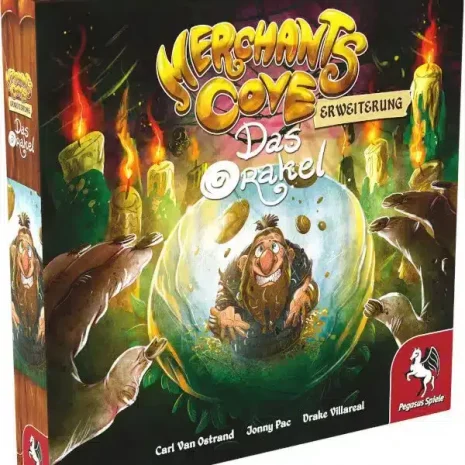 Merchants Cove Brettspiel Das Orakel Erweiterung Verpackung Vorderseite Pegasus Spielgetuschel