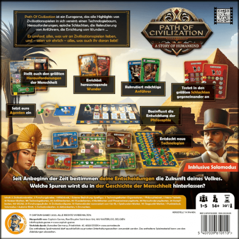 Path of Civilization Brettspiel Verpackung Ruckseite Asmodee Spielgetuschel Path of Civilization Brettspiel Verpackung Rückseite Asmodee Spielgetuschel