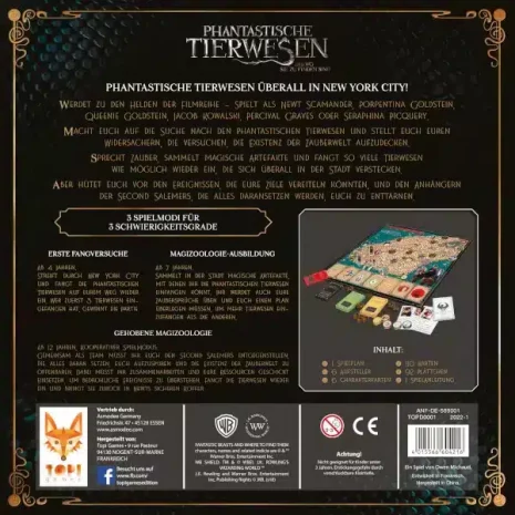 Phantastische Tierwesen und wo sie zu finden sind Brettspiel Verpackung Ruckseite Asmodee Spielgetuschel Phantastische Tierwesen und wo sie zu finden sind Brettspiel Verpackung Rückseite Asmodee Spielgetuschel