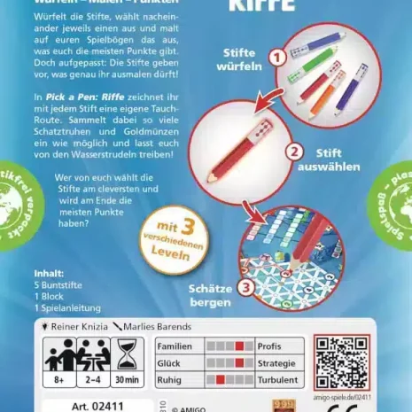 Pick a Pen Riffe Wurfelspiel Verpackung Ruckseite Amigo Spielgetuschel Pick a Pen Riffe Würfelspiel Verpackung Rückseite Amigo Spielgetuschel