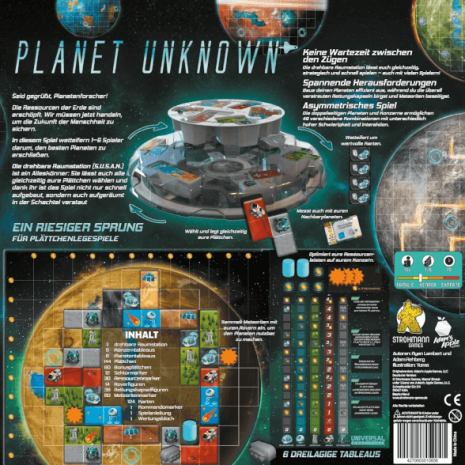 Planet Unknown Brettspiel Verpackung Ruckseite Strohmann Games Spielgetuschel Planet Unknown Brettspiel Verpackung Rückseite Strohmann Games Spielgetuschel