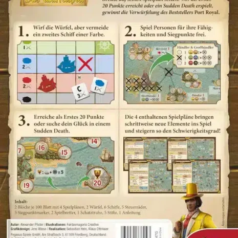 Port Royal Das Wurfelspiel Verpackung Ruckseite Pegasus Spielgetuschel Port Royal Das Würfelspiel Verpackung Rückseite Pegasus Spielgetuschel
