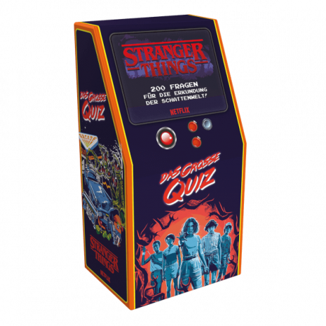 Stranger Things Das große Quiz Partyspiel Verpackung Vorderseite Asmodee Spielgetuschel