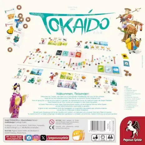 Tokaido 10th Anniversary Edition Brettspiel Verpackung Ruckseite Pegasus Spielgetuschel Tokaido 10th Anniversary Edition Brettspiel Verpackung Rückseite Pegasus Spielgetuschel