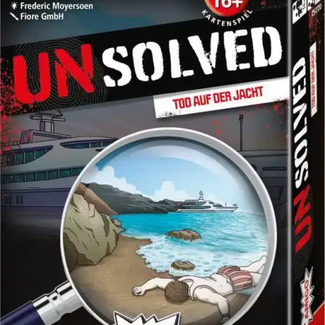 UNSOLVED Tod auf der Jacht Detektivspiel Verpackung Vorderseite Amigo Spielgetuschel