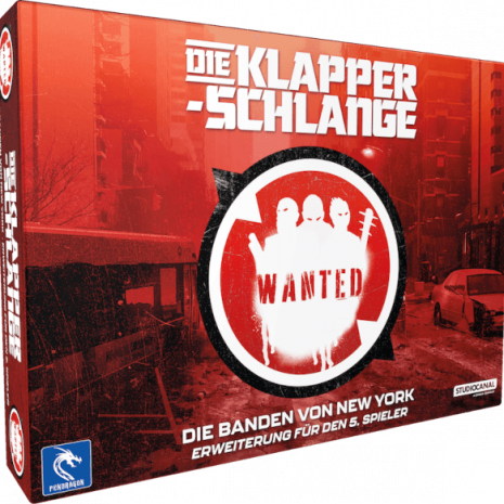 Die Klapperschlange Brettspiel Banden von New York Erweiterung Verpackung Vorderseite Heidelbär Spielgetuschel