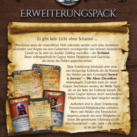 Sword Sorcery Die Alten Chroniken Brettspiel Erzfeinde Erweiterung Verpackung Ruckseite Asmodee Spielgetuschel Sword Sorcery Die Alten Chroniken Brettspiel Erzfeinde Erweiterung Verpackung Rückseite Asmodee Spielgetuschel