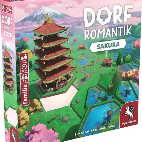 Dorfromantik – Sakura Brettspiel Verpackung Vorderseite Pegasus Spielgetuschel.webp