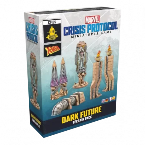 Marvel Crisis Protocol Tabletop Dark Future Terrain Pack Erweiterung Verpackung Vorderseite Asmodee Spielgetuschel.webp