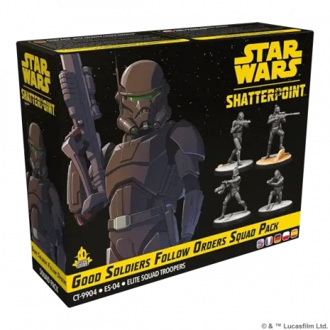Star Wars Shatterpoint Tabletop Good Soldiers Follow Orders Squad Pack („Gute Soldaten folgen Befehlen“) Erweiterung Verpackung Vorderseite Asmodee Spielgetuschel.webp