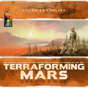 Terraforming Mars Brettspiel Verpackung Vorderseite Schwerkraft Spielgetuschel.webp