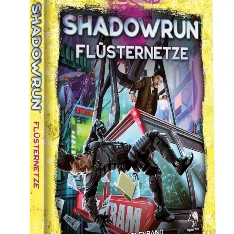Shadowrun Rollenspiel Flüsternetze (Hardcover) Vorderseite Pegasus Spielgetuschel.webp