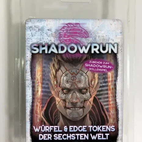 Shadowrun Rollenspiel Würfel & Edge Tokens der Sechsten Welt Verpackung Vorderseite Pegasus Spielgetuschel.webp