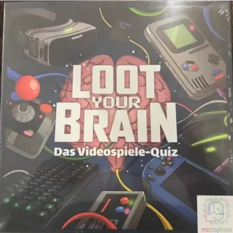 Loot Your Brain - Das Videospiele-Quiz Verpackung Vorderseite Spielgetuschel.webp