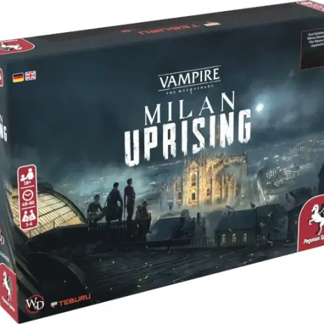 Teburu Vampire – The Masquerade Milan Uprising Brettspiel Verpackung Vorderseite Pegasus Spielgetuschel.webp