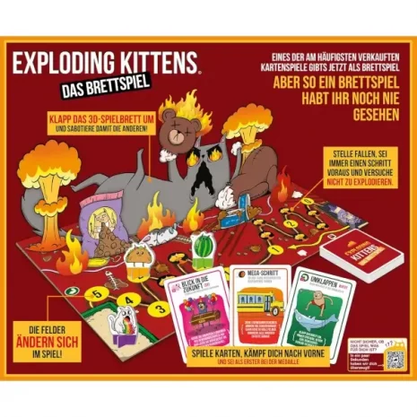 exploding-kittens-rueckseite-webp Exploding Kittens – Rückseite mit Spielinhalten und 3D‑Brettübersicht
