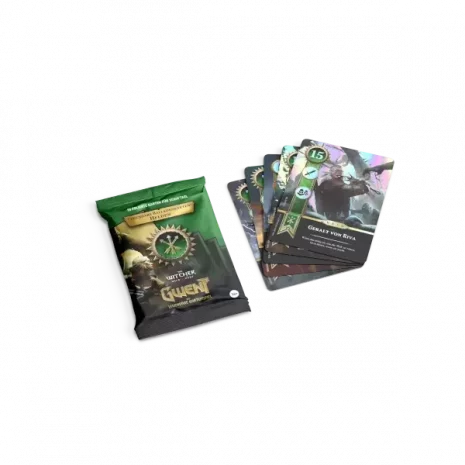 Gwent Balladenkarten Helden: Scoia'tael – Verpackung mit Foil-Karten im Scoia'tael-Stil