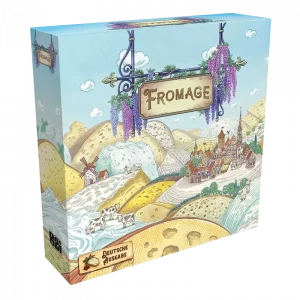 Vorderseite der Spielschachtel von Fromage Kennerspiel über Käseproduktion