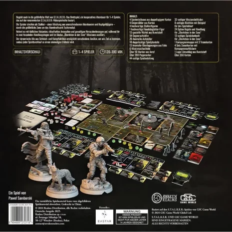 stalker-verpackung-rueckseite-webp Rückseite der Spielschachtel von STALKER: Das Brettspiel mit Spielübersicht