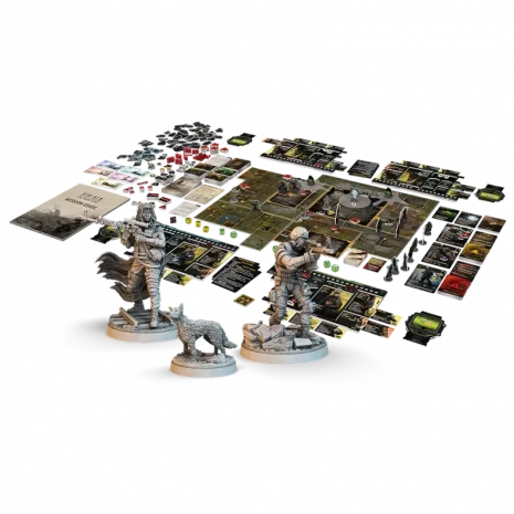 stalker-spielinhalt-webp Spielmaterial aus STALKER: Das Brettspiel mit Karten, Miniaturen und Zone-Spielplänen