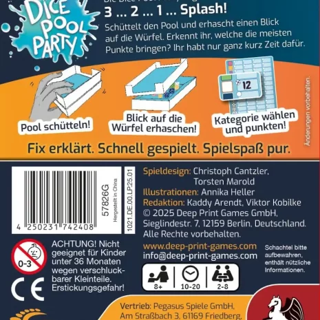 dice-pool-party-verpackung-rueckseite-webp Rückseite der Spielbox von Dice Pool Party mit Spielübersicht (deutsch)