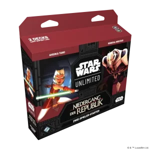 Star Wars Unlimited TCG Niedergang der Republik Zwei-Spieler-Starter Verpackung Vorderseite Asmodee Spielgetuschel.webp