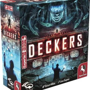 Vorderseite der Box Deckers – Deckbuilding & Cyberkrieg