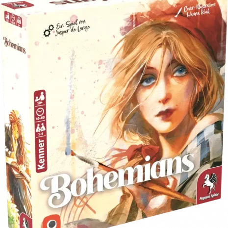 Vorderseite der Bohemians Box – Deckbuilding Spiel im Paris der Belle Époque