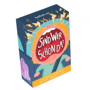 Vorderseite der Box „Sind wir schon da?“ – Reisespiel für unterwegs