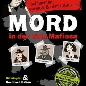 Vorderseite der Box Mord in der Villa Mafiosa – Krimi Dinner Spiel