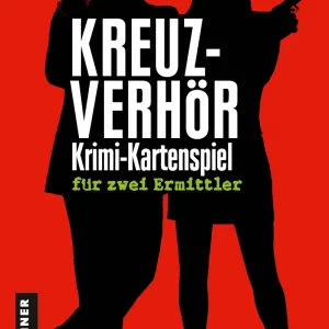 Vorderseite der Box „Kreuzverhör“ – Krimi-Kartenspiel von Gmeiner.