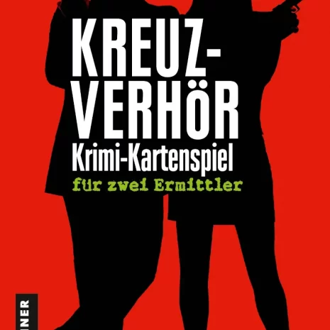 Vorderseite der Box „Kreuzverhör“ – Krimi-Kartenspiel von Gmeiner.