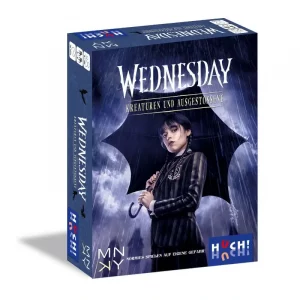 Vorderseite der Box „Wednesday – Kreaturen & Ausgestoßene“ – offizielles Kartenspiel